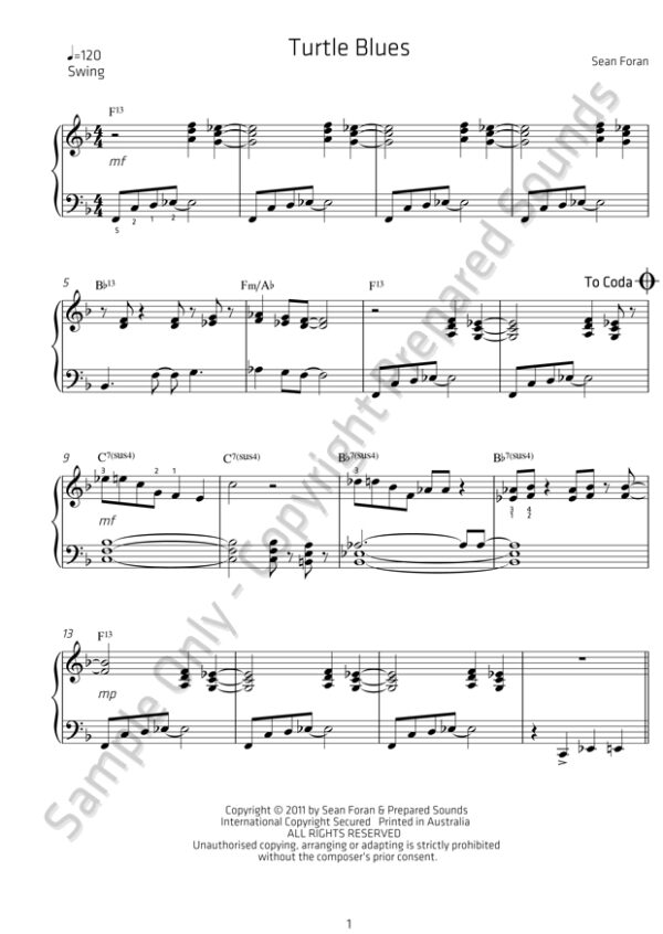 Turtle Blues for solo piano - PDF - Image 2
